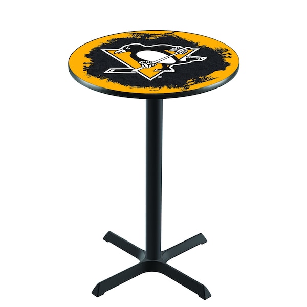 42" Blk Wrinkle Pittsburgh Penguins Pub Table